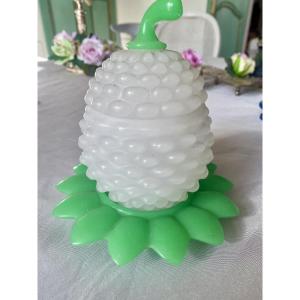 Very Beautiful Opaline Representing A White And Green Pineapple 