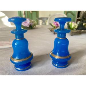 Pretty Pair Of Blue Opaline Bottles 