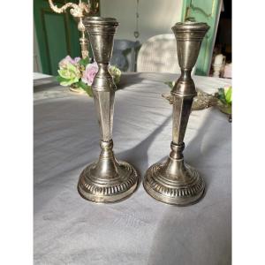 Pair Of English Silver Candlesticks 