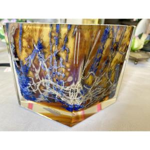 Modern Art Lined Crystal Flower Vase