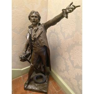 Large Bronze Entitled Camille Desmoulins At The Palais Royal In 1789