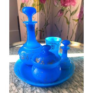 Napoleon III Blue Opaline Glass Service