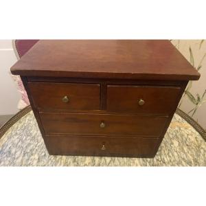 Small Louis Philippe Style Walnut Storage Cabinet With 4 Drawers 