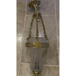 Late 19th Century Crystal And Bronze Entrance Lantern 