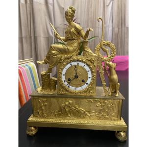 Very Beautiful Restoration Period Clock, Diana The Huntress 