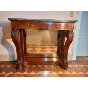 Beautiful Mahogany Console Table With A Drawer In The Apron, Stamped Kolping. 