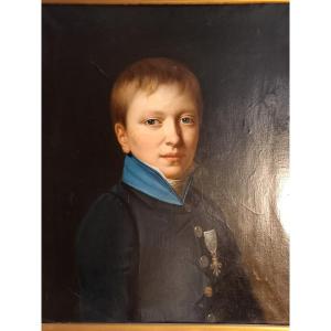 A Charming Portrait From The Restoration Period Showing A Young And Wise Schoolboy Wearing The Order Of The Lily.