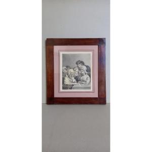 Black Chalk And Watercolor Drawing After An Engraving By Boilly 