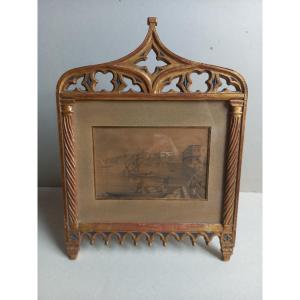 Charming Orientalist Pencil Drawing With Highlights In A Delightful Neo-gothic Frame
