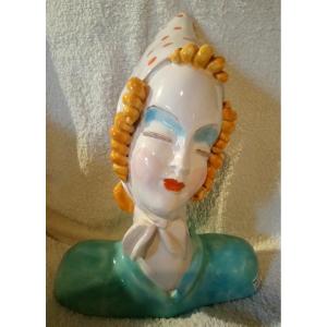 Art Deco Ceramic Bust Of Maria Rahmer
