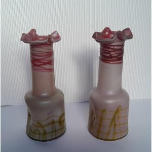 Pair Of Art Nouveau Vases Glasfabrik Elisabeth Pallme-könig & Habel