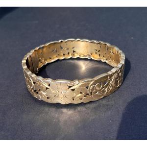 Vermeil Bracelet With Foliage Decoration And Green Man Face