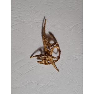 Modernist Gold And Diamond Brooch From The 70s