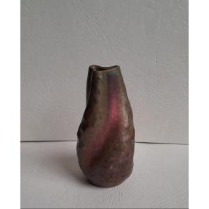 Jean-baptiste Gaziello, Miniature Art Nouveau Vase In Iridescent Stoneware