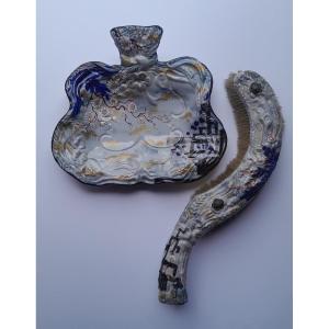 Emile Gallé, Earthenware Crumb Collector With Japanese-inspired Decoration