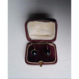Antique Gold And Faceted Glass "dormeuses"