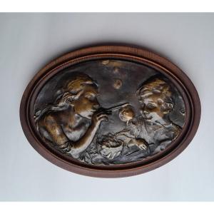 Attributed To Camillo Rapetti, "bolle Di Sapone", Bronze Bas-relief
