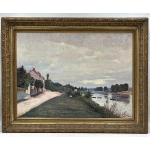 Edmond Cuisinier (1857-1917) Sarnois Sur Seine, Oil On Canvas