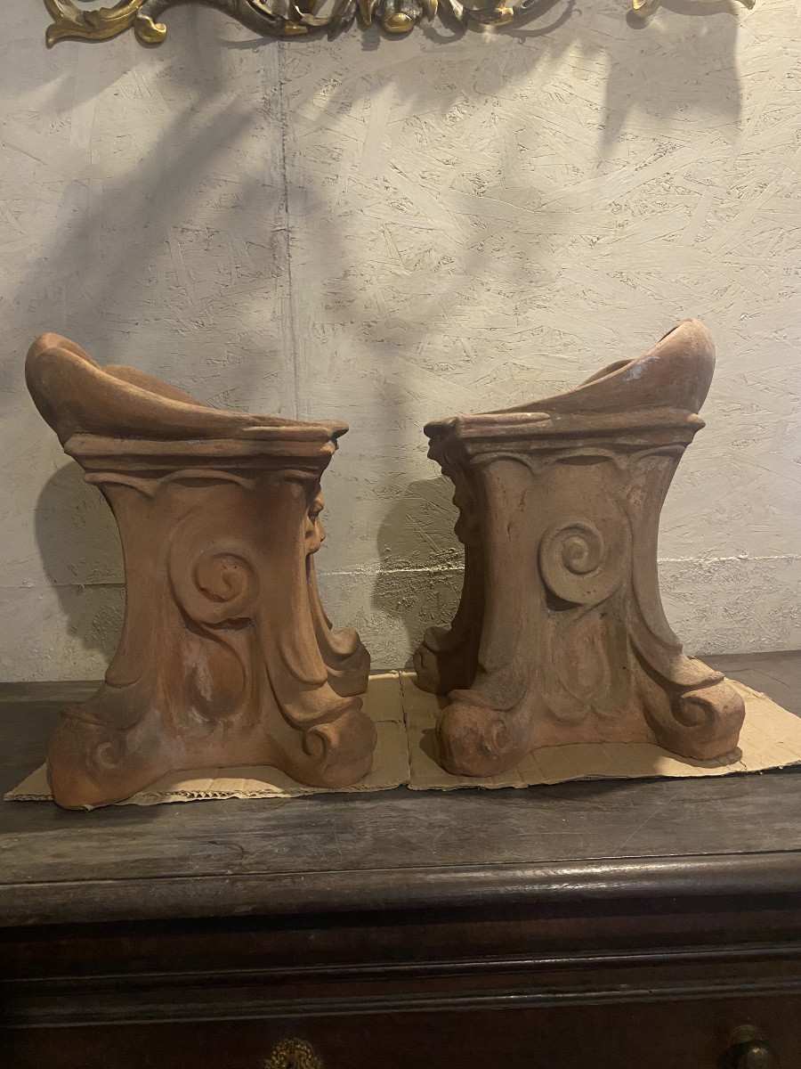 Coppia di panchetti in terracotta -photo-2