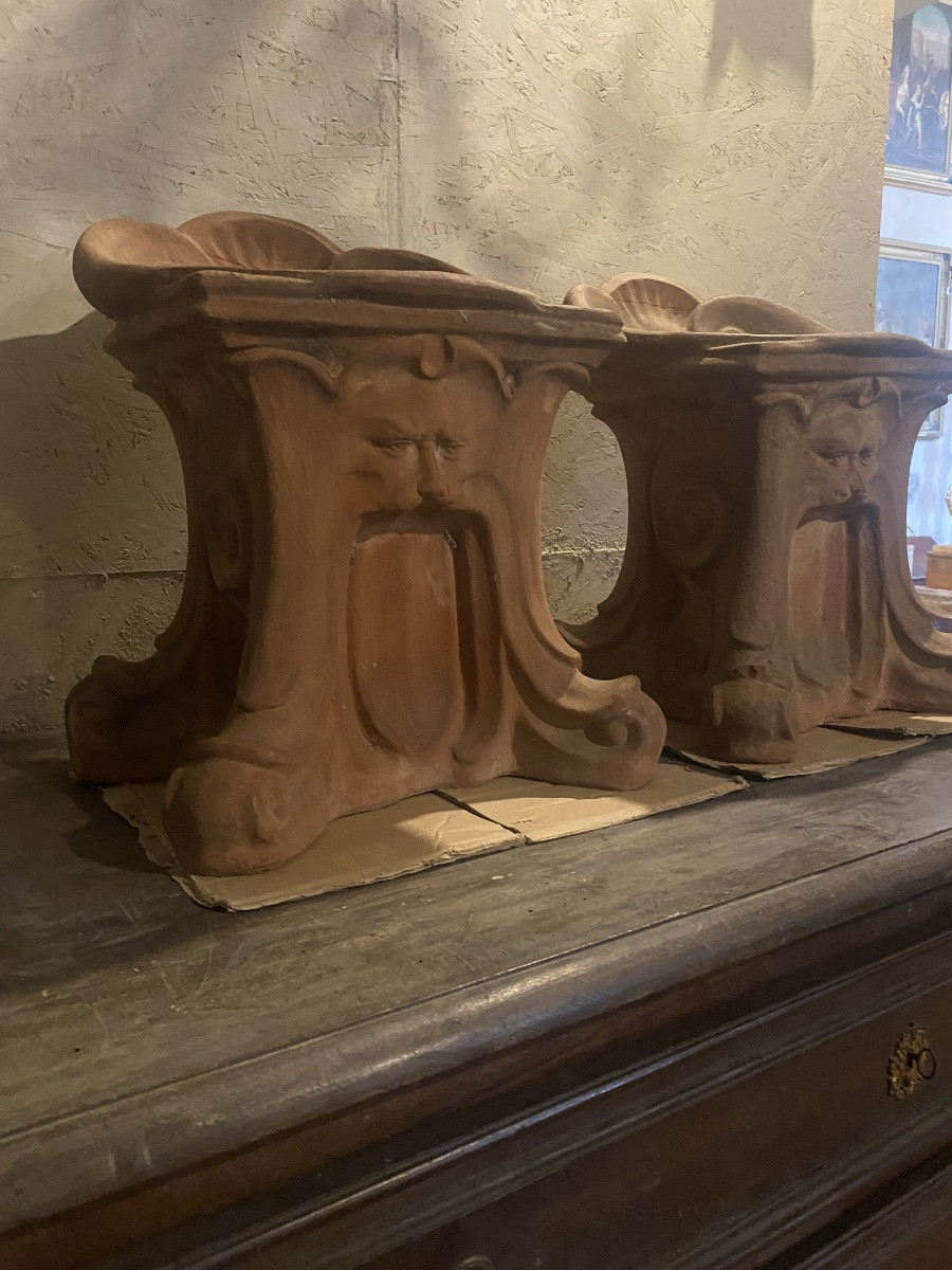 Coppia di panchetti in terracotta -photo-3