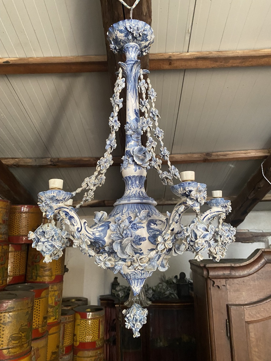 Coppia di lampadari in ceramica di albisola del 1940-photo-3