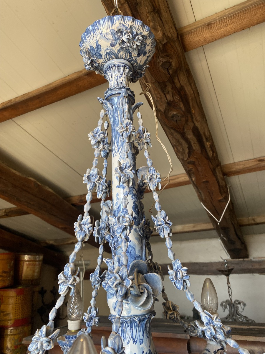 Coppia di lampadari in ceramica di albisola del 1940-photo-1