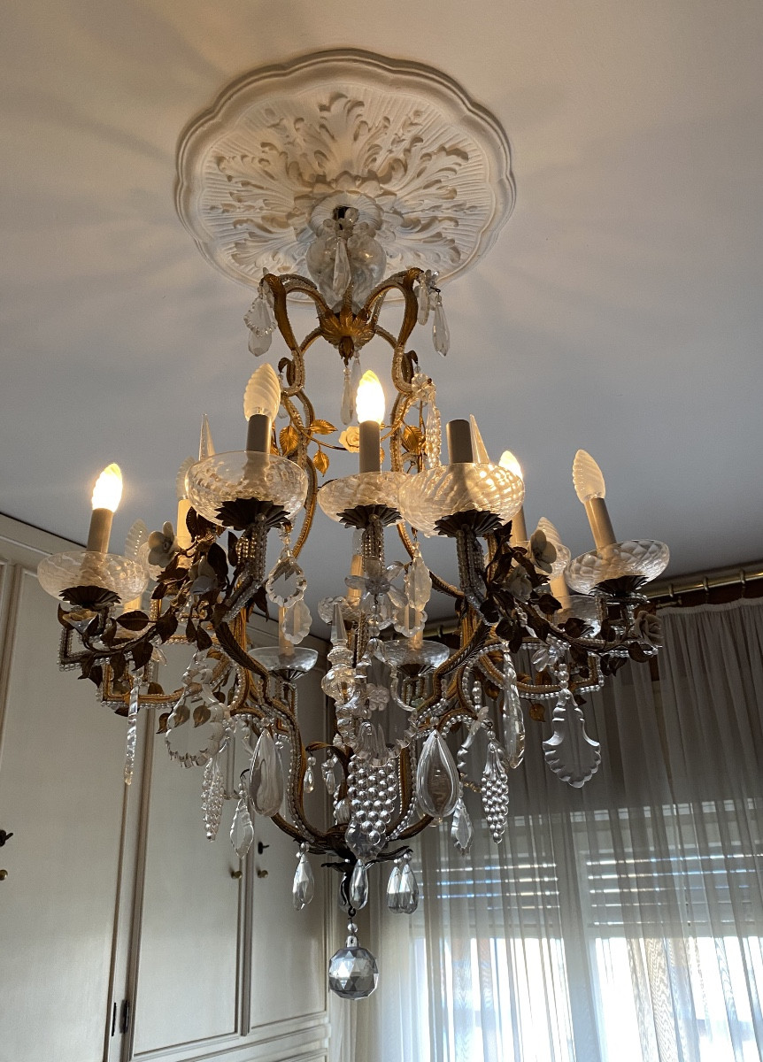 Lampadario in cristallo di Boemia veneziano 12 luci 