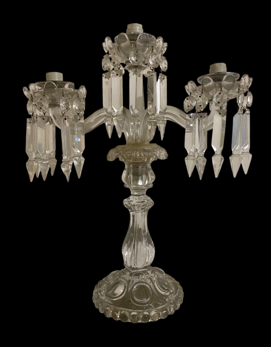 Candelabro a tre luci in cristallo di baccarat