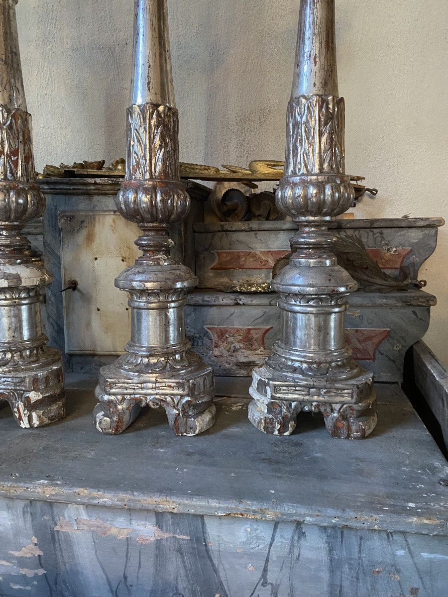 Candelabri in legno argentato periodo impero -photo-2