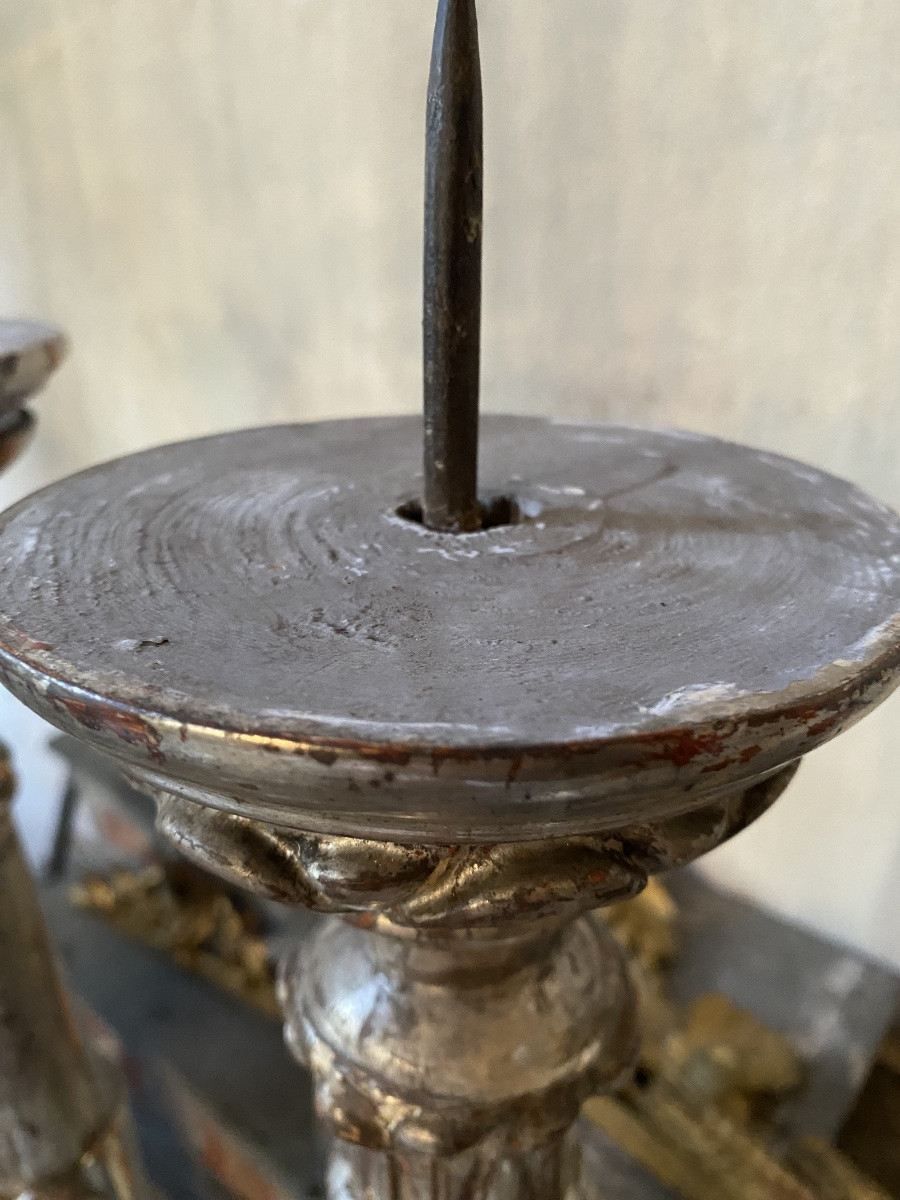Candelabri in legno argentato periodo impero -photo-2
