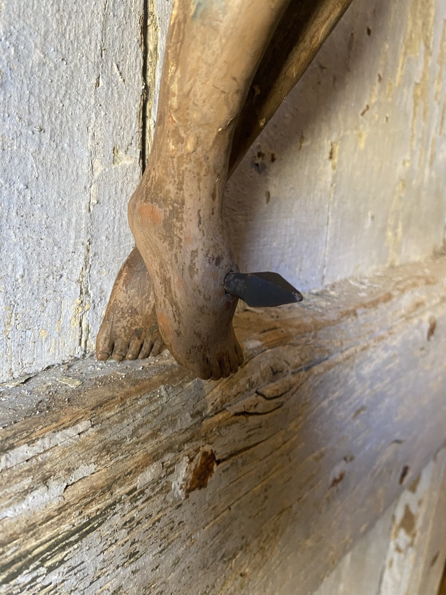 antico cristo XVIII Secolo in legno policromo-photo-3