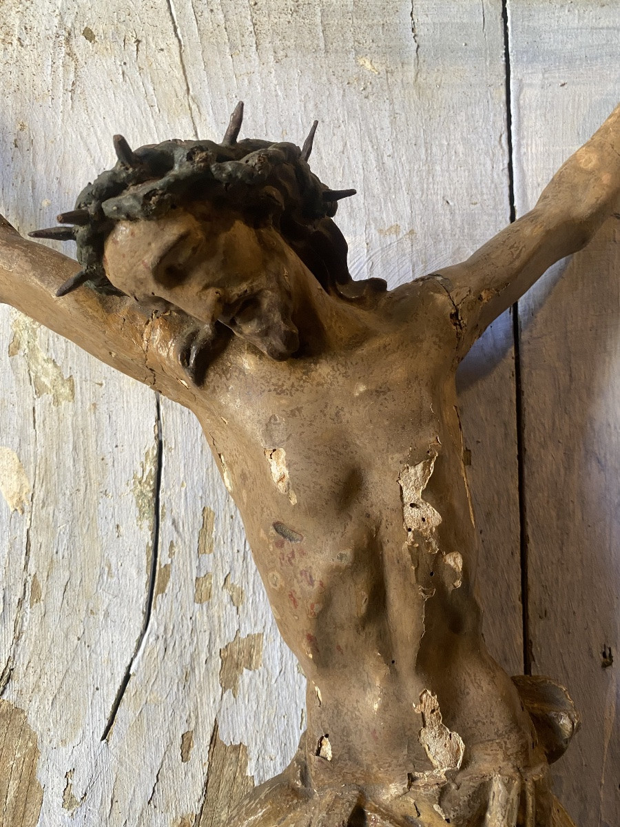 antico cristo XVIII Secolo in legno policromo-photo-4