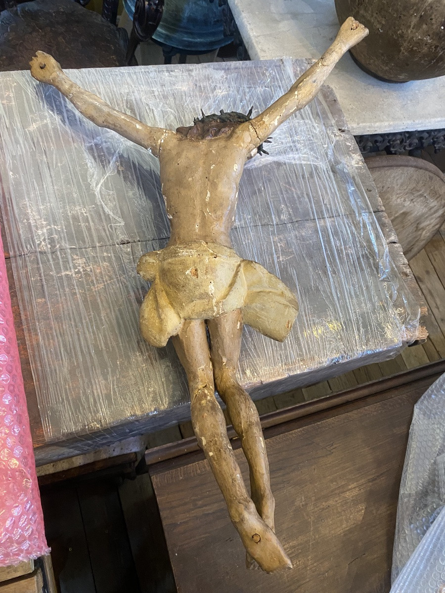 antico cristo XVIII Secolo in legno policromo-photo-1