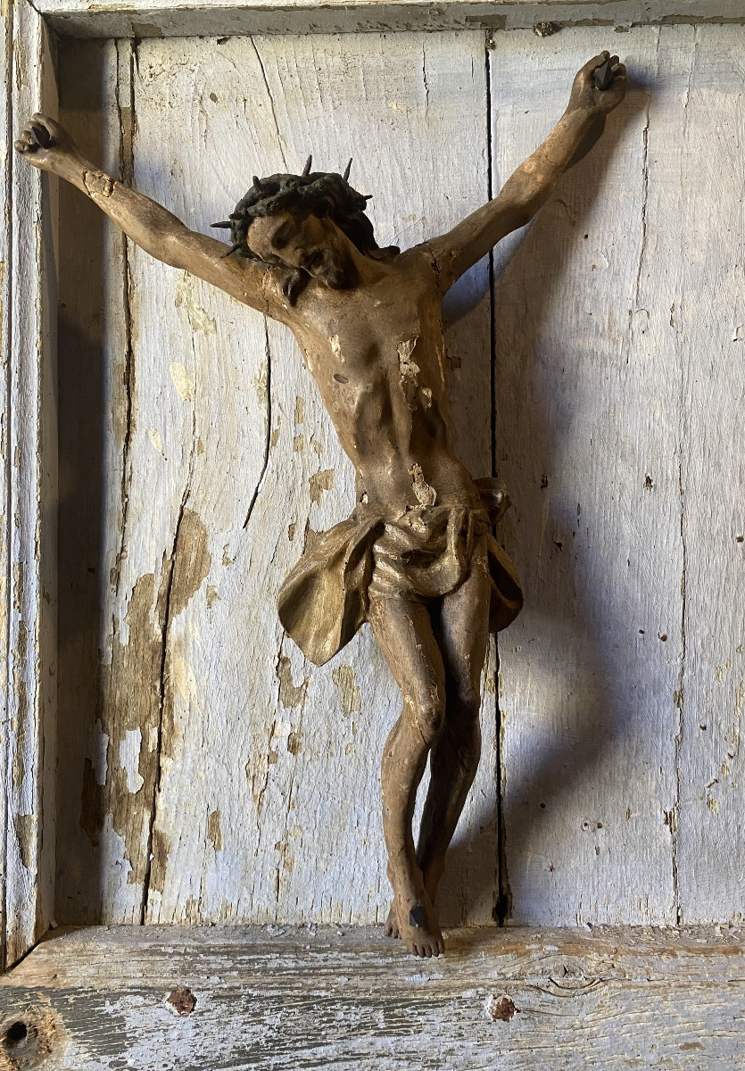 antico cristo XVIII Secolo in legno policromo