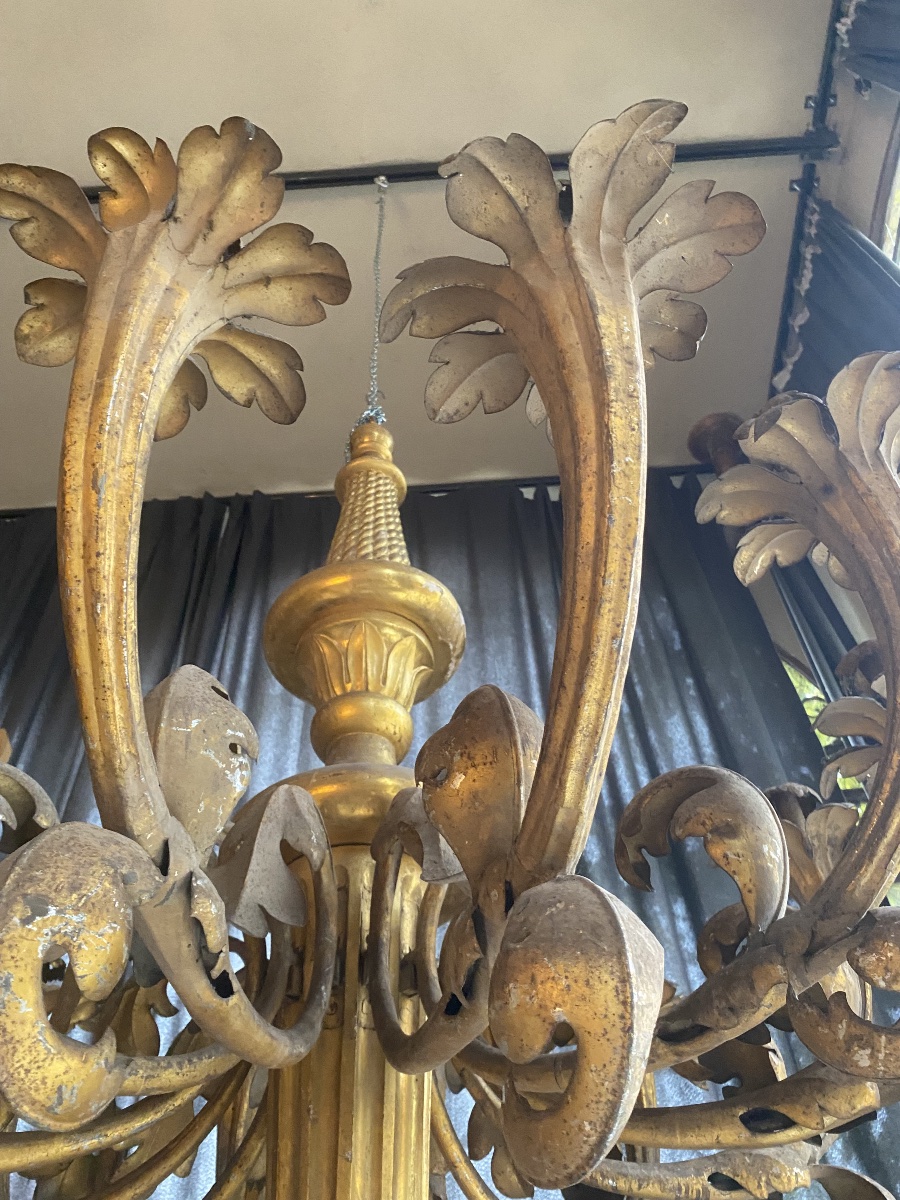 Antico lampadario italiano del XVIII secolo-photo-2