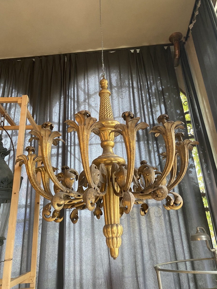 Antico lampadario italiano del XVIII secolo-photo-3