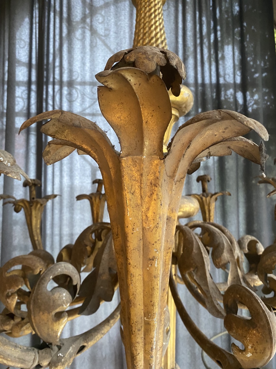 Antico lampadario italiano del XVIII secolo-photo-1