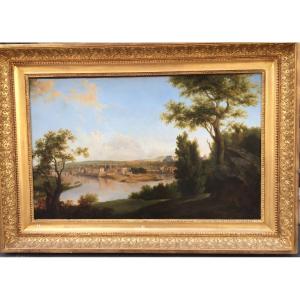 "view Of A City, Animated Landscape" Attributed To Jean Victor Bertin.