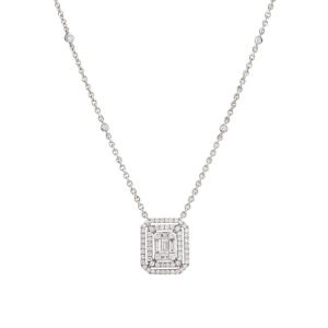Emerald Cut Effect Diamonds 18 Carat White Gold Necklace