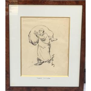 The Strongman Of The  Halles, Théodore Van Elsen, Drawing 1930s