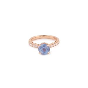 Certified 2.44 Carats Unheated Sapphire Diamonds 18 Carats Rose Gold Ring
