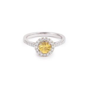 Yellow Sapphire Diamonds 18 Carat White Gold Marguerite Ring