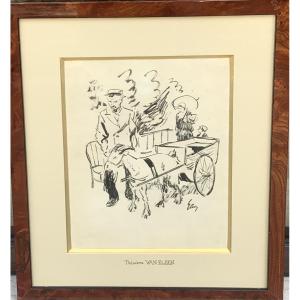 The Luxembourg Cart, Théodore Van Elsen, Drawing 1930s