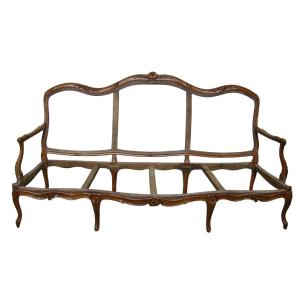 Large Sofa With Flat Back Called “à La Reine” In Molded And Carved Beech