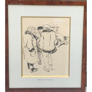 The Impatient Taxis, Théodore Van Elsen, Drawing 1930s