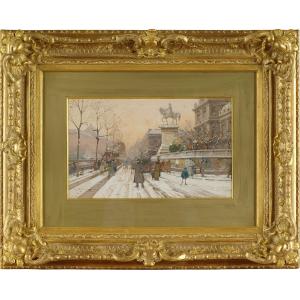 View Of Paris - Quai De l'Hotel De Ville, Signed Galien Laloue