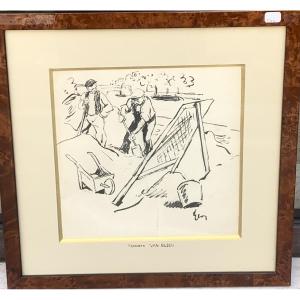 The Earthmovers Of The Seine, Théodore Van Elsen, Drawing 1930s