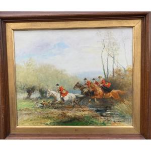 Hunting In Louis XV Costume, Signed Eugène Pechaubes