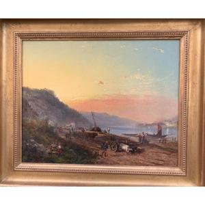 Landscape - Fishermen At The Edge Of A Lake Signed Dommersen