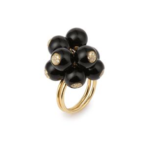 Onyx Diamonds 18 Carat Yellow Gold Grelots Ring